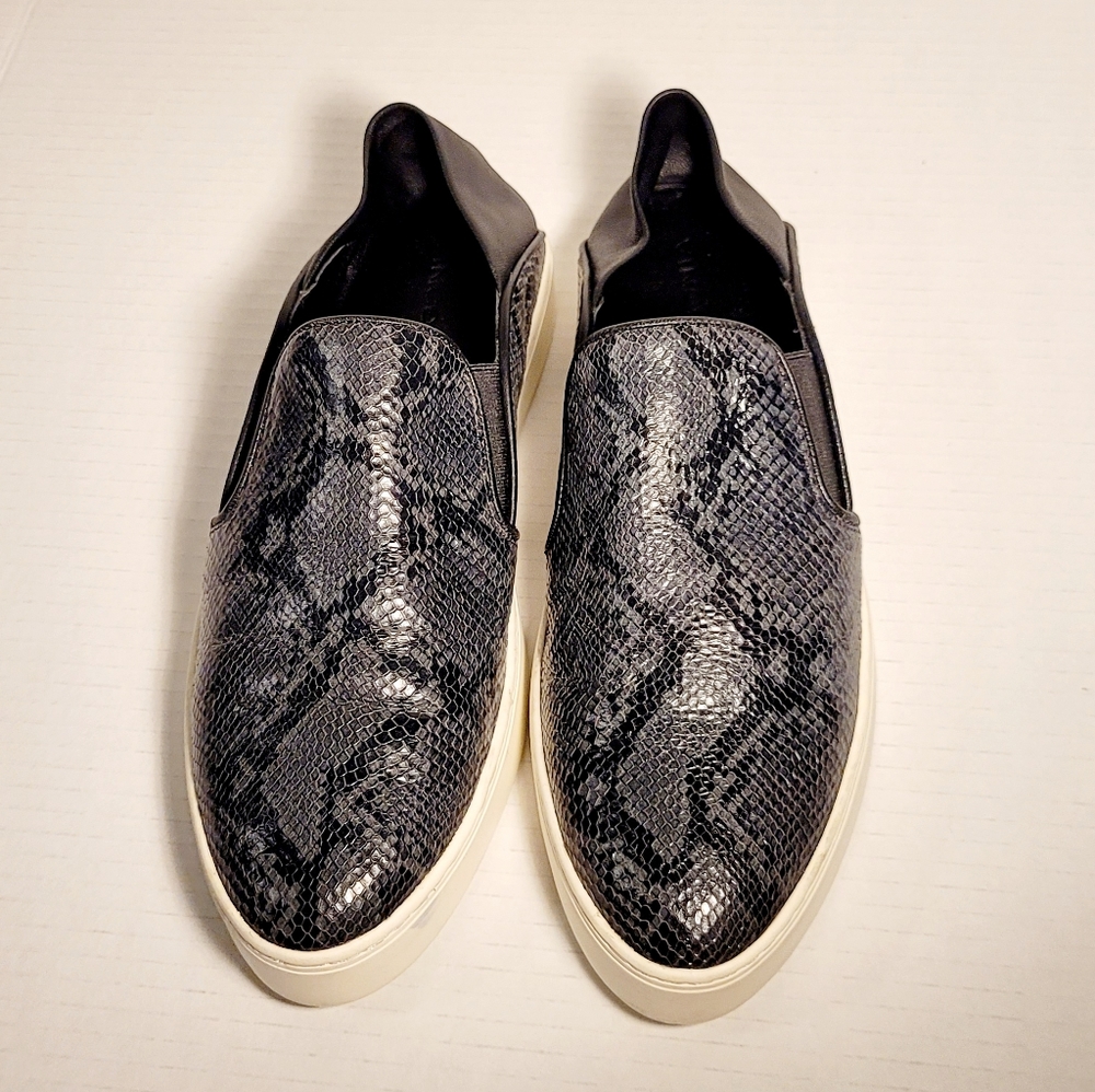 Vince Snakeskin Leather Slip-on Sneakers